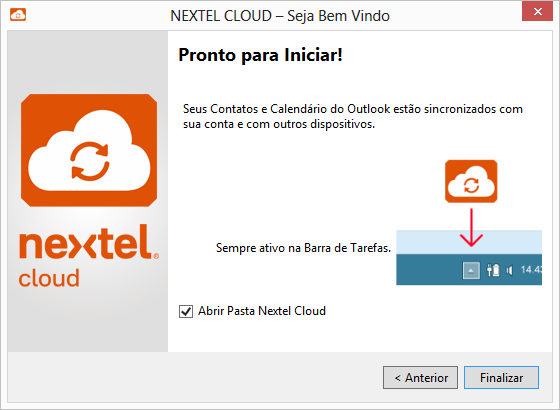 Veja o exemplo de acesso rápido ao Nextel Cloud.