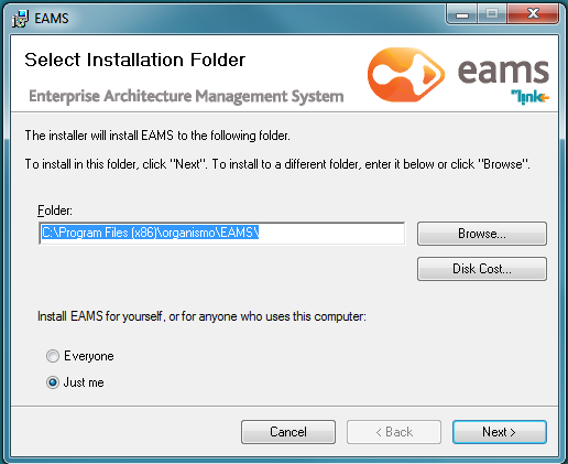 Instalação do EAMS Executar o instalador do EAMS