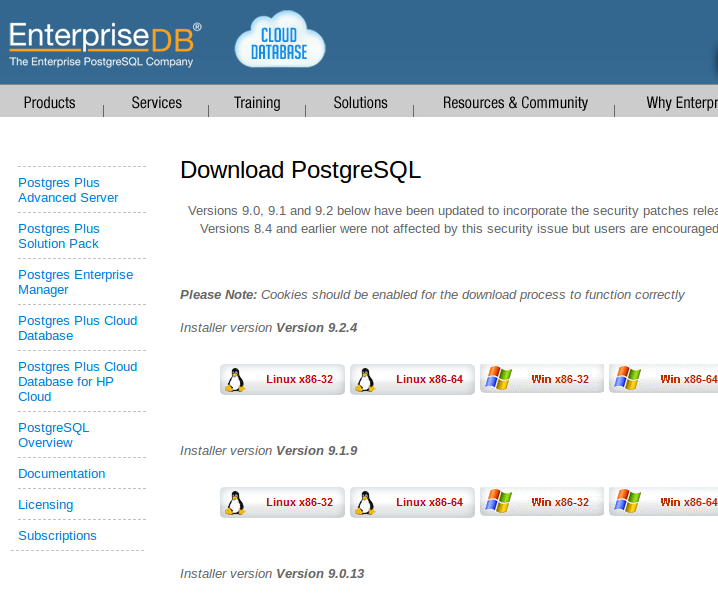 Instalação do PostgreSQL 9.1 1 Visite o site http://www.enterprisedb.