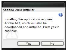 Primeira instalação: Se o Adobe Air ainda não estiver