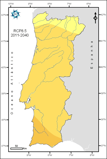 Figura 6- Anomalia relativa da precipitação em Portugal Continental (%) Cenário menos gravoso Cenário mais gravoso Fonte: IPMA www.ipma.