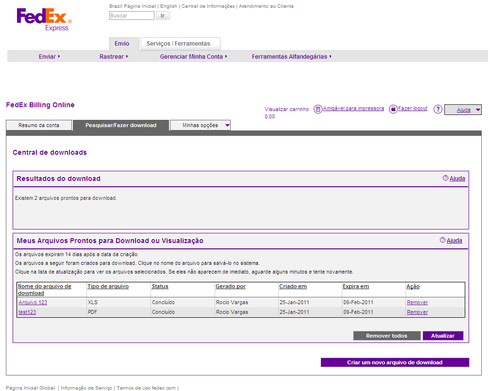 Como pesquisar faturas Acesse a aba Pesquisar/Fazer download em qualquer tela do FedEx Billing Online. a) Para fazer download de um intervalo de faturas:.
