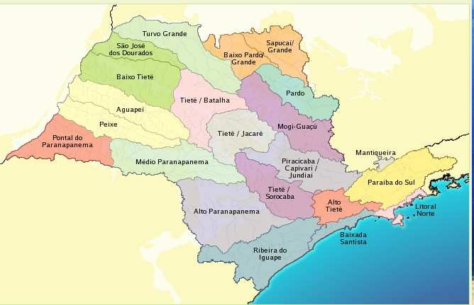 A gestão da água em São Paulo Contexto: O estado de São Paulo foi dividido em 22 unidades, ou subbacias que abrigam os comitês de bacias