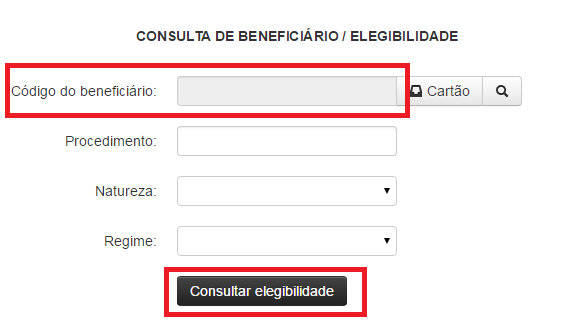 Exemplo: Consulta de Elegibilidade Possibilita o prestador a consulta de elegibilidade do beneficiário.