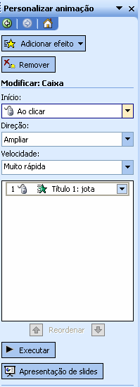 5. Personalizando apresentação Personalizar uma apresentação no Power Point significa colocar efeitos de animação nos itens que compõem a apresentação, como texto, figuras, clip-arts, etc.