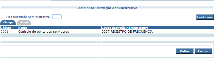 Ao clicar no botão pesquisar o usuário poderá clicar no botão CONFIRMAR onde aparecerão os grupos pertencentes ao TEMA selecionado.