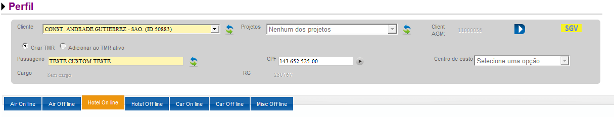 Hotel ON LINE Selecione o item HOTEL ON LINE após