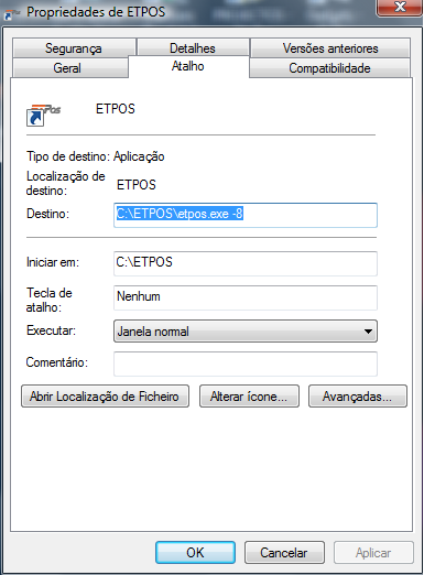 De forma a configurar com sucesso e repetidamente o software ETPOS é necessário premir no centro do teclado numérico que se encontra na zona dos registos e inserir um dos códigos de acesso: