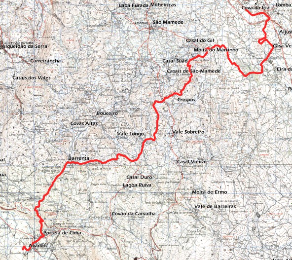 6. Nome: Percurso Pedestre, BTT e Equestre - Fátima-Alvados Classificação: Tipo de percurso: Linear Distância: 21,90 km Tempo estimado a pé: 5h: 40m Tempo estimado de bicicleta: 2h:30m Tempo estimado