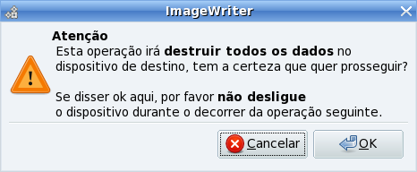 Depois carregue em Escrever para dispositivo para gravar a imagem no dispositivo flash.