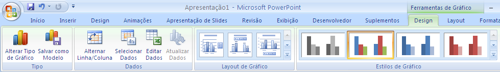 Clique no botão Gráfico. Apostila de informática Breno Damasceno Escolha o tipo coluna na parte central o primeiro layout. Clique OK e abrirá uma janela do Microsoft Excel ao lado.