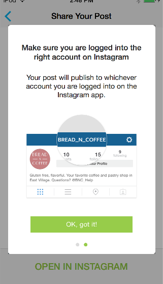 Enviando e agendando imagens do Instagram a partir do Hootsuite (web e móvel) 1. Selecione sua conta do Instagram no Selecionador de Perfis. 4 5 2.