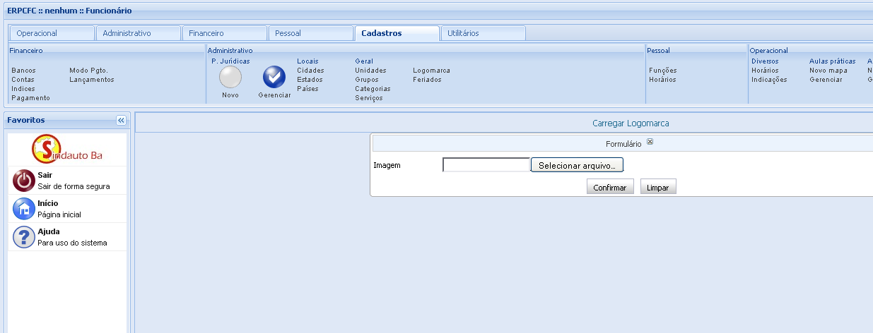 COLOCAR LOGOMARCA DO CFC CADASTROS/LOGOMARCA (a forma de