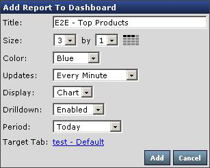 2. Quando o relatório estier configurado a seu gosto no Construtor de Relatório, clique no ícone Incluir Relatório no Painel ( ) na barra de ferramentas. 3.