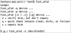15 Você também pode executar essas operações a partir da linha de comando: Inicie a linha de comando: Aplicativos > Utilidades > Terminal; Digite fsck_ufsd para obter ajuda.