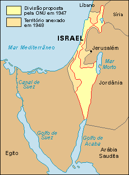 A formação do Estado de Israel Maio de 1948: Inglaterra deixa a Palestina Israel se declara independente No dia seguinte, Israel é atacado por todos Mais os de seus 800 vizinhos: mil refugiados