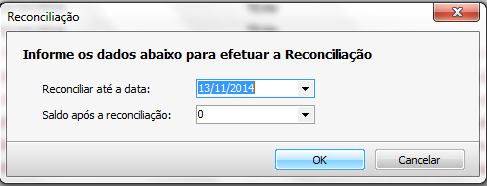 1. Clique na Aba Lançamentos 2. Acesse a conta que quer Reconciliar; 3. Clique no lançamento da data que quer fazer a Reconciliação, no exemplo abaixo dia 10/10/2014; 4.