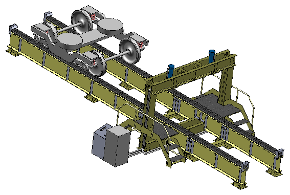 2. PLATAFORMA (MODELAÇÃO EM 3D) Figura 2.1 Vista geral da Plataforma de Desmontagem e Ensaio de Bogies Figura 2.