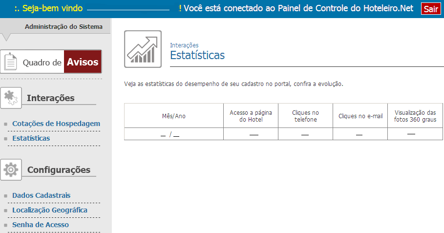 6. Após clicar em OK (imagem 8), caso seja necessário alterar a senha de acesso ao Portal Hoteleiro.