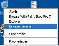 Esvaziando a Lixeira Ao Esvaziar a Lixeira, você está excluindo definitivamente os arquivos do seu Disco Rígido. Estes não poderão mais ser mais recuperados pelo Windows.