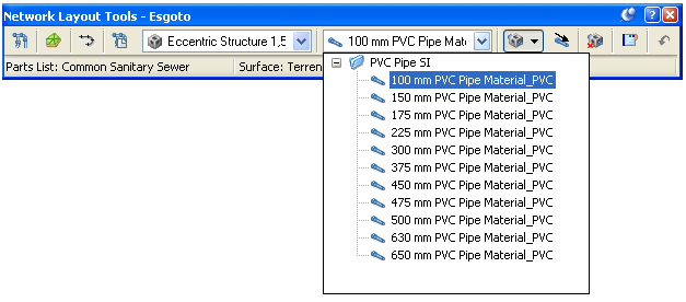 Atente para os menus mostrados nas Figuras 110 e 111. Neles define-se o tipo de tubos e estruturas que se utilizará ao longo da rede.