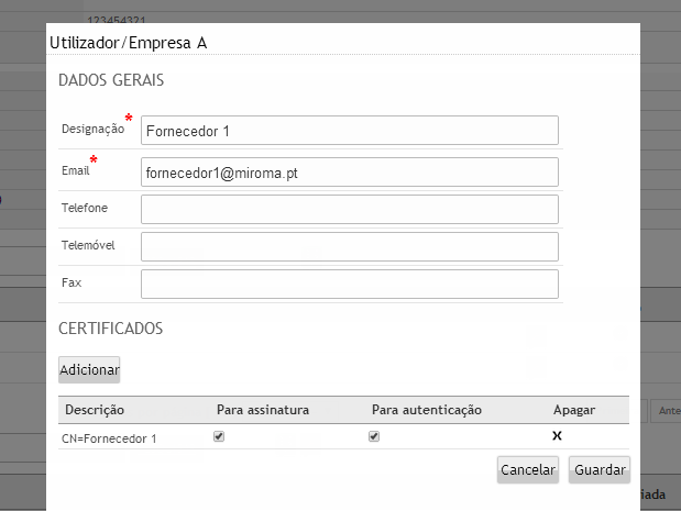 9.1 Verificar Certificados do Utilizador Ligado 1. 1 Dados gerais do utilizador 2.