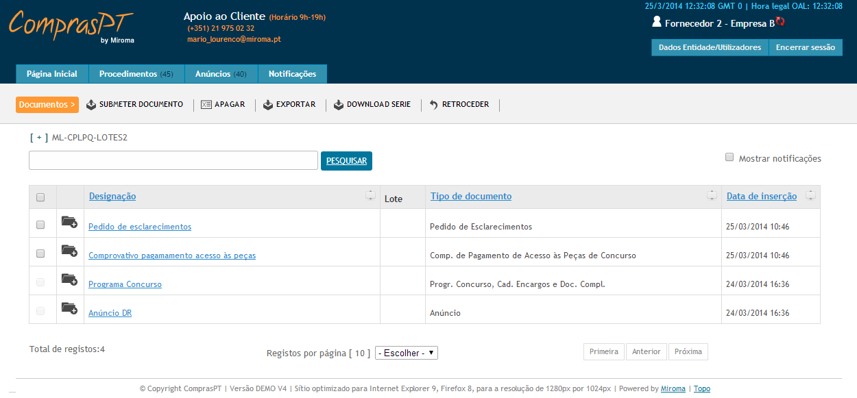 11.3.3 Descarregar Documentos Após aceder aos documentos de um procedimento, de acordo com o descrito