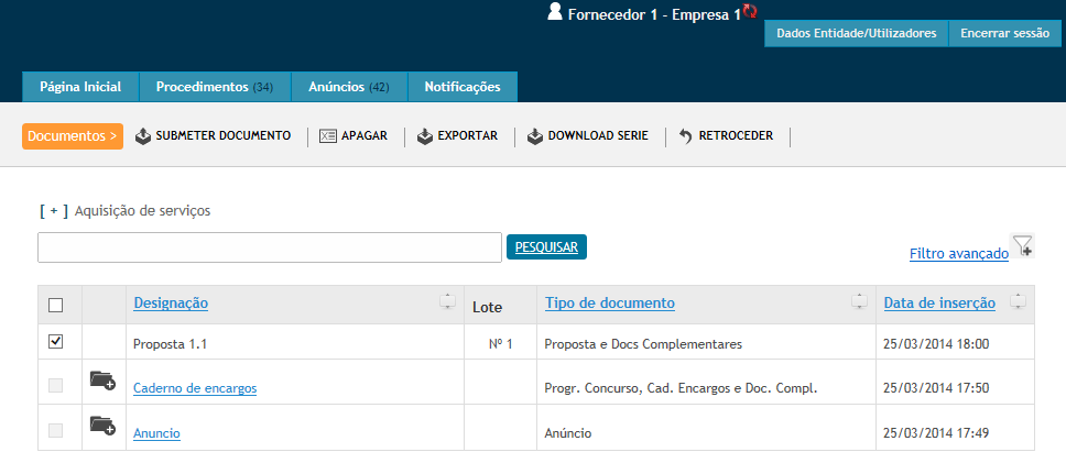 11.3.8 Apagar Documento Submetido Qualquer documento submetido, pode ser apagado, desde que o procedimento se encontre na mesma fase em que este foi submetido.