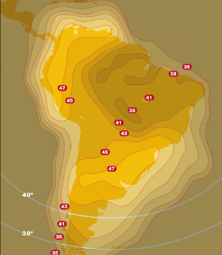 Cobertura Total na América do Sul com EIRP de