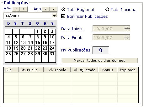 CENTIMETROS: Altura do anúncio em centímetros de acordo com a configuração do caderno.