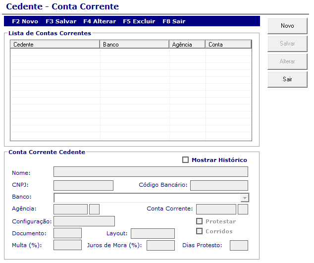 MOSTRAR HISTÓRICO: Botão utilizado para mostrar o histórico de alterações do cadastro do pacote. 4.