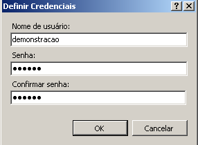 Informe as informações do usuário e senha