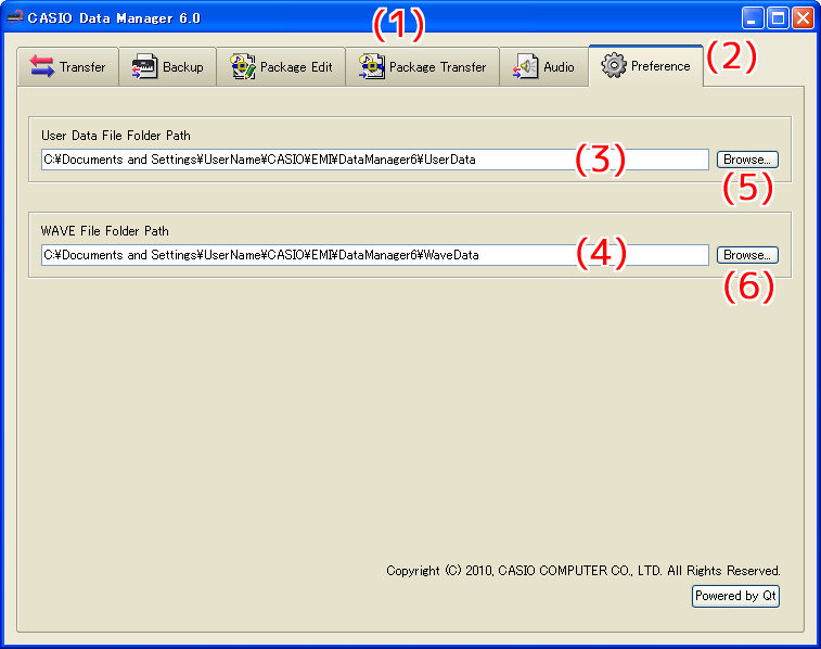 Modo Preference O que você pode fazer neste modo... Ver e configurar as pastas de armazenamento para os arquivos usados por Data Manager.