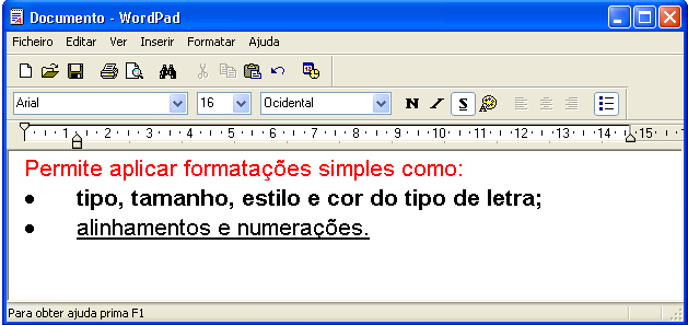 Processador de texto WordPad é um