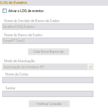 Nota: Para ativar o Log de Eventos do Radioserver a licença para este deverá estar disponível. Registro de Licença é feita na seção de licenças.