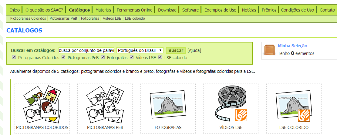 Portal ARASAAC 5 catálogos: pictogramas coloridos pictogramas branco e preto