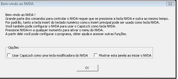 Leitor de Telas para Windows - NVDA Software gratuito e com código aberto desenvolvido pela NV Access (Austrália); Disponibiliza síntese em diversos idiomas, incluindo o português; Além da versão