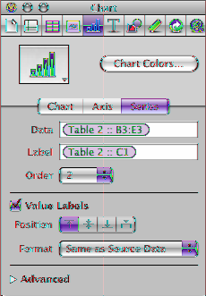 Para aprender sobre as opções de formatação que são únicas para um dado tipo de gráfico, consulte Como formatar tipos específicos de gráficos na página 171.