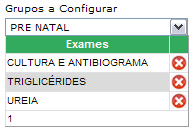 Para retirar algum exame de um grupo de exames, selecione primeiro o Grupo de Exames e