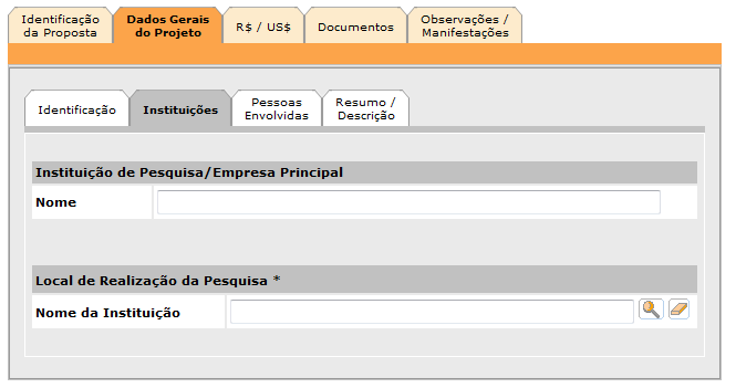 Clique no sinal ao lado da Grande-Área/Área desejada, selecione ( ) a Subárea de Conhecimento mais adequada ao seu projeto e clique em.