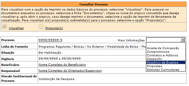 Aqui você pode ver todos os dados do seu processo, bem como acessar o menu Mais Informações mostrado