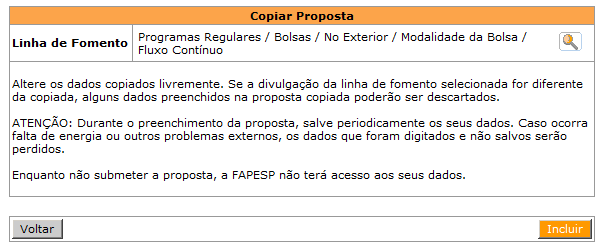 Selecione ( ) a proposta inicial rejeitada ou devolvida que deseja copiar e clique no link.