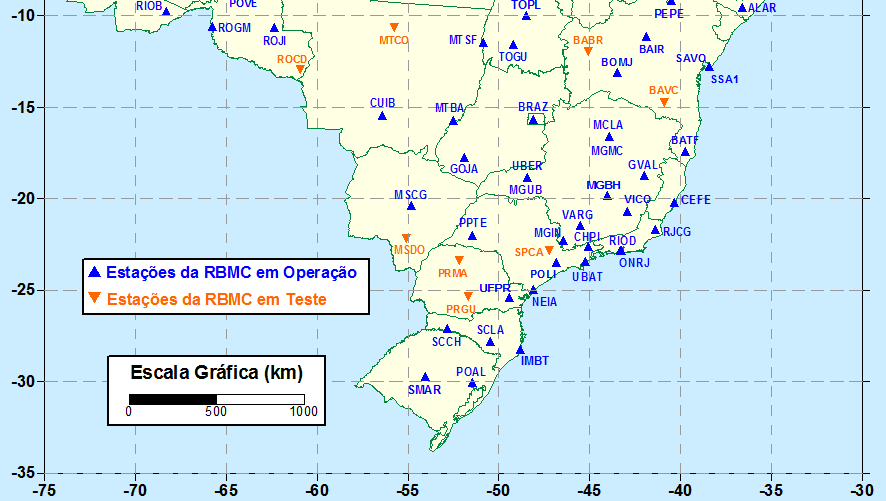 RBMC Situação atual maio/2009 60 estações em operação + 11
