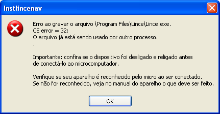 Erros mais comuns ao instalar o Lince GPS. Erro: não desligar e religar o aparelho.