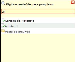 Pesquisa rápida Para localizar pastas ou arquivos rapidamente dentro de um