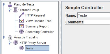 Simple Controller Teste de Carga - Ferramenta JMeter HTTP Proxy Server ->