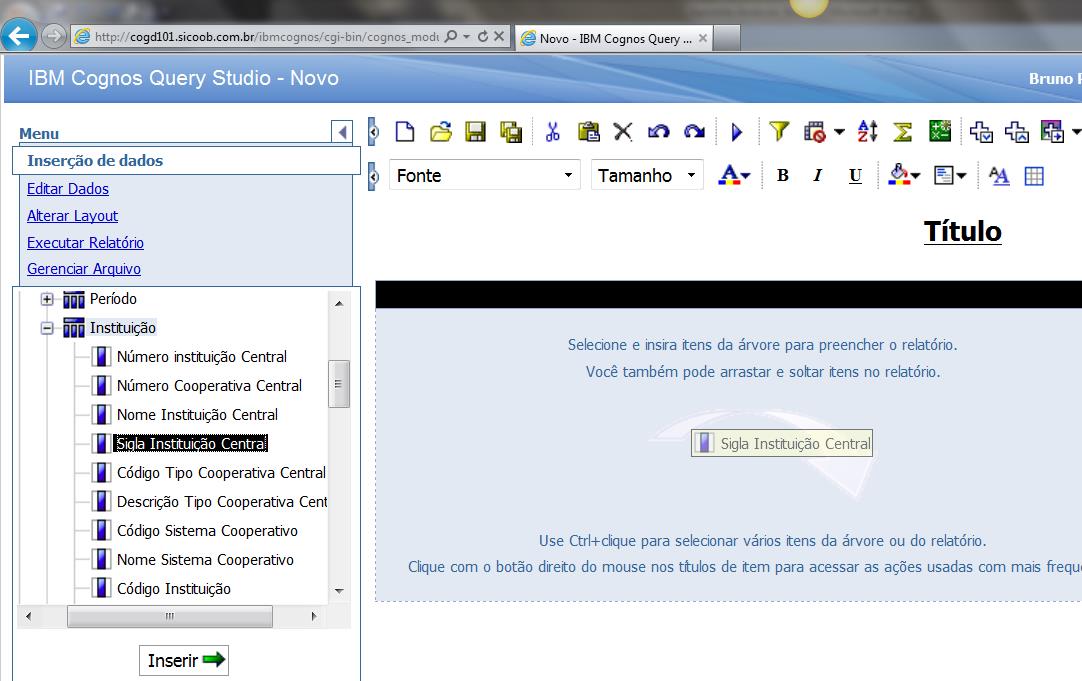 1.3 CRIANDO ANÁLISE Para criar uma análise, basta arrastar os objetos desejados para área de trabalho.