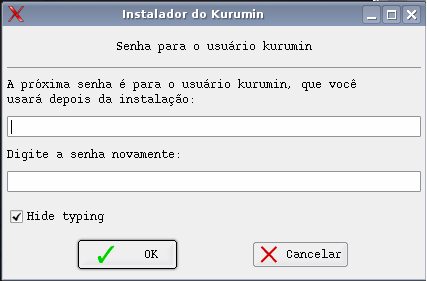 Tutorial Kurumin GNU/Linux 6.0 16/20 A janela Senha de Root irá se abrir para que você possa definir a senha do super usuário.