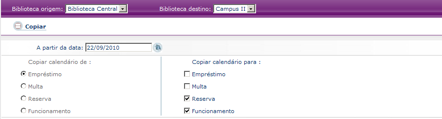 IMPORTANTE Para facilitar a marcação do calendário, utilizar a opção cópia. 9.