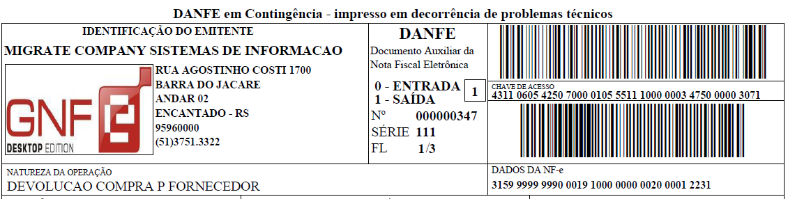 Figura 243 DANFE em Contingência FS-DA 4.